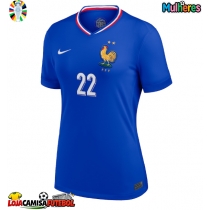 Camisa de Futebol França Theo Hernandez #22 Equipamento Principal Mulheres Europeu 2024 Manga Curta